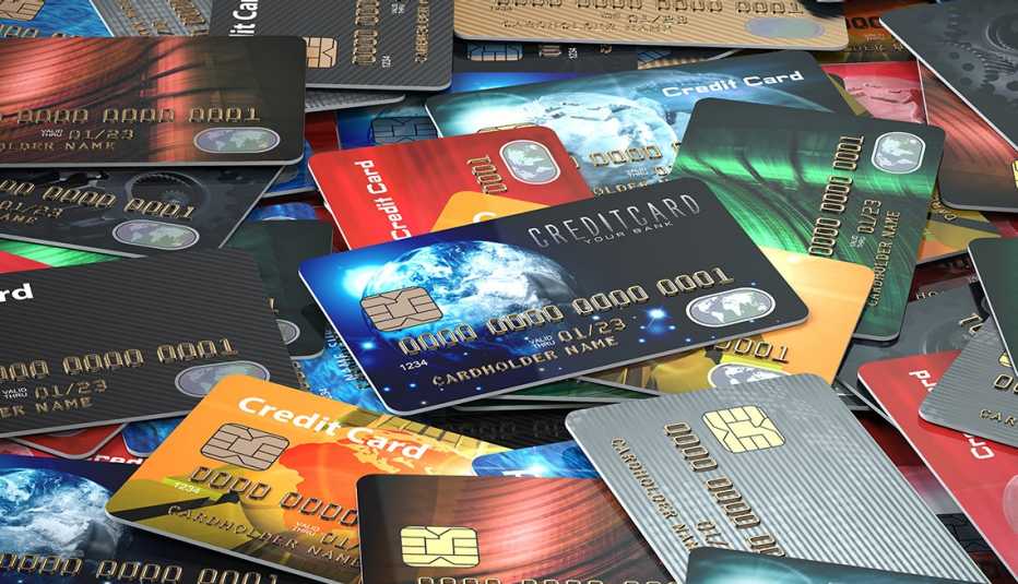 Tarjetas de crédito que cubren una superficie