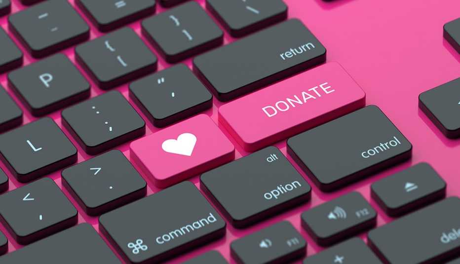Teclado que muestra un botón de donar
