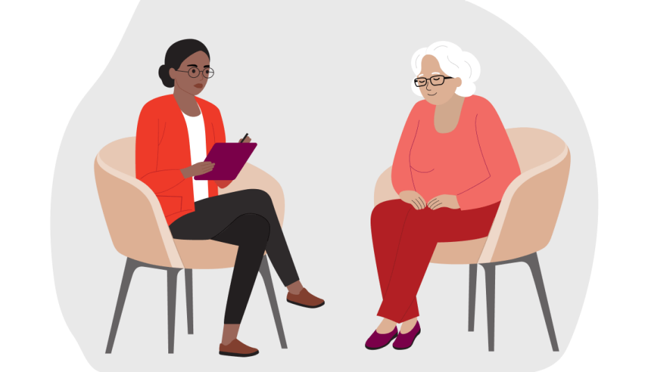 Ilustración de dos mujeres platicando - Las palabras importan