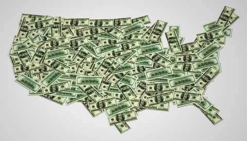Mapa de Estados Unidos hecho con billetes de 100 dólares Mapa de Estados Unidos hecho con billetes de 100 dólares
