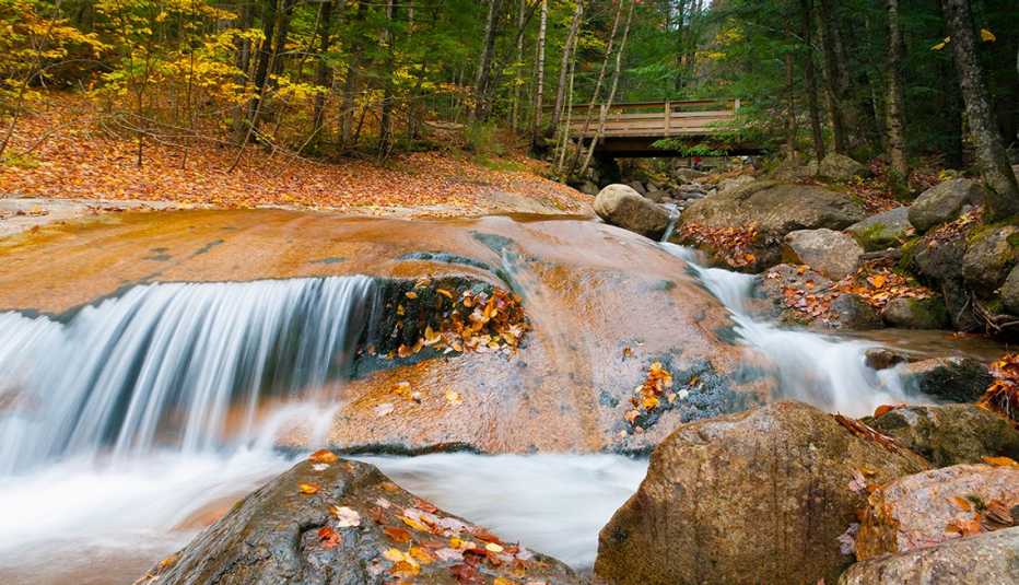 El bello paisaje del Franconia Notch State Park en Nuevo Hampshire.
