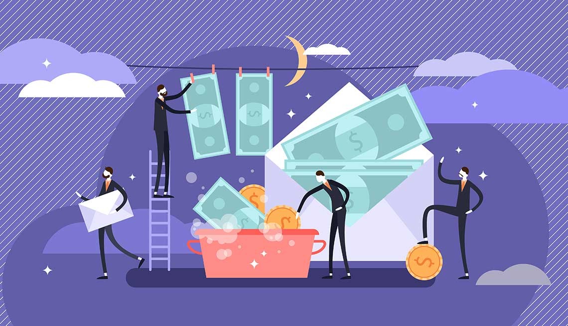 Hombres lavan y envían dinero por correo