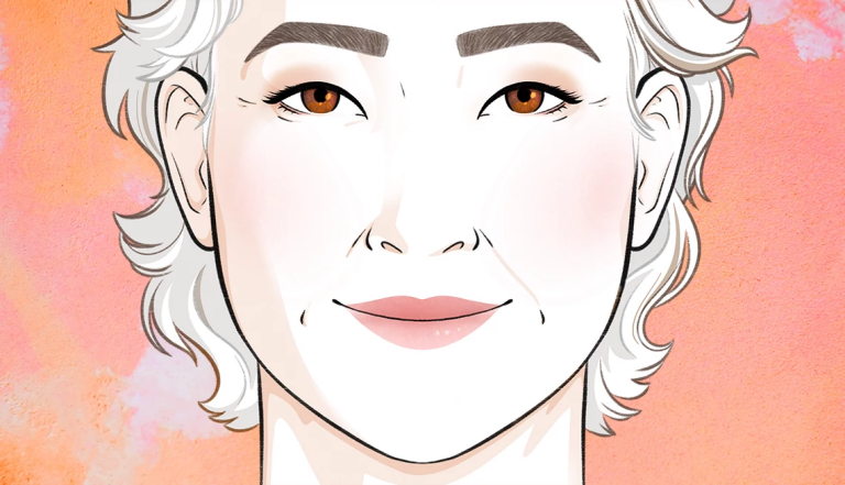 Una mujer con sus cejas arregladas y maquilladas.