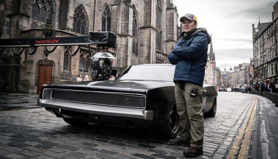 Director Justin Lin on the set of "F9". Director Justin Lin on the set of "F9".