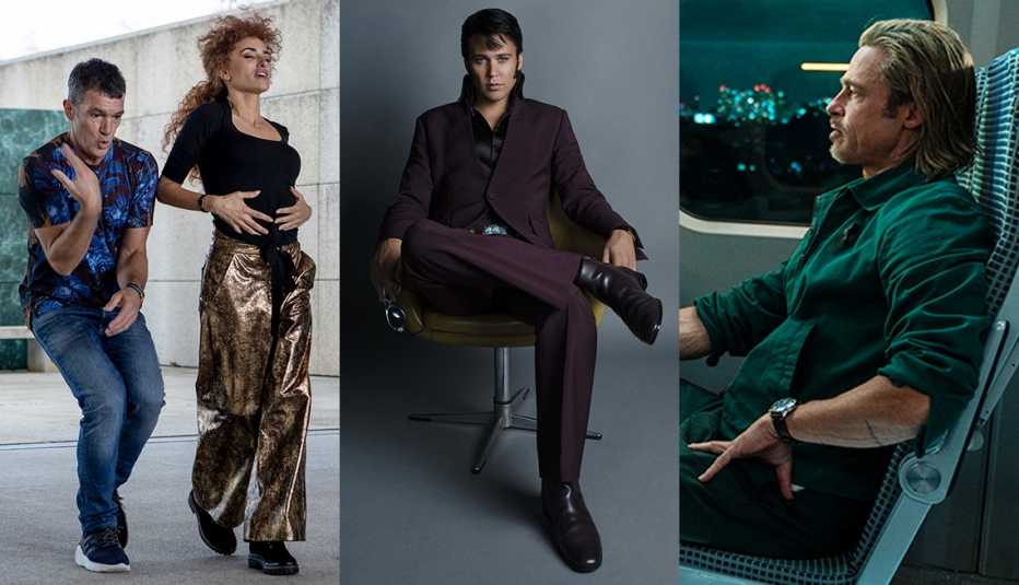 (De izquierda a derecha) Antonio Banderas y Penélope Cruz en &ldquo;Official Competition&rdquo;, Austin Butler en &ldquo;Elvis&rdquo; y Brad Pitt en &ldquo;Bullet Train&rdquo;.