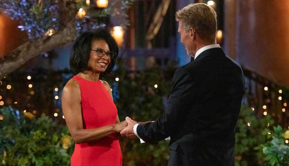 gerry turner holding hands and talking with sandra on the golden bachelor