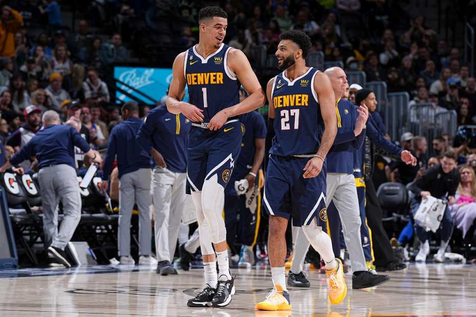 Michael Porter Jr. y Jamal Murray de los Denver Nuggets.