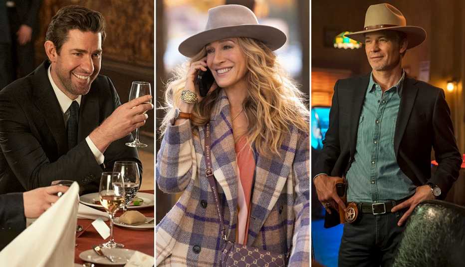 John Krasinski en "Tom Clancy's Jack Ryan"; Sarah Jessica Parker en "And Just Like That"; Timothy Olyphant en "Justified: City Primeval".