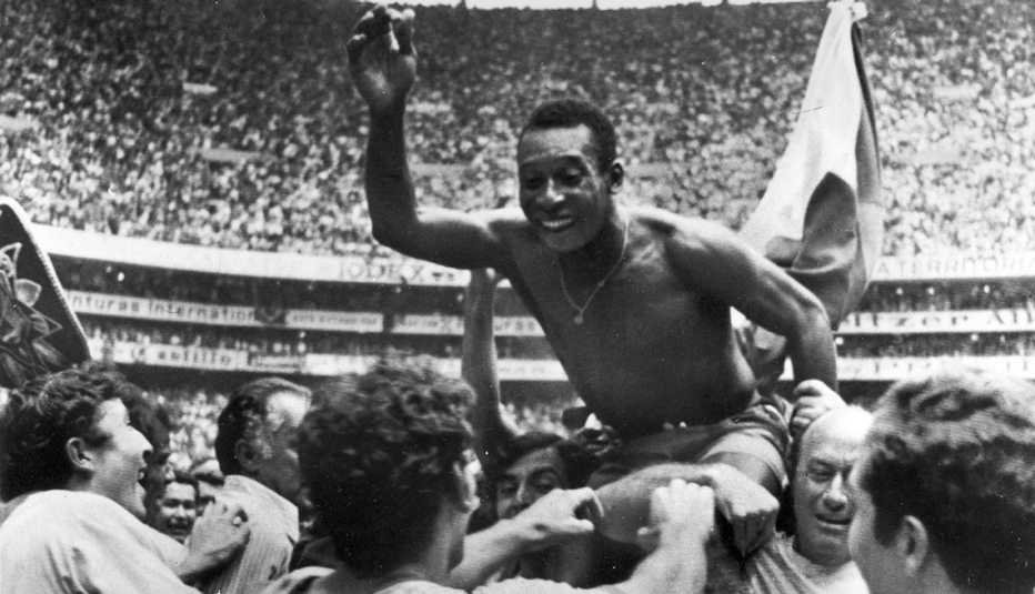 Pelé tras ganar la Copa Mundial de 1970