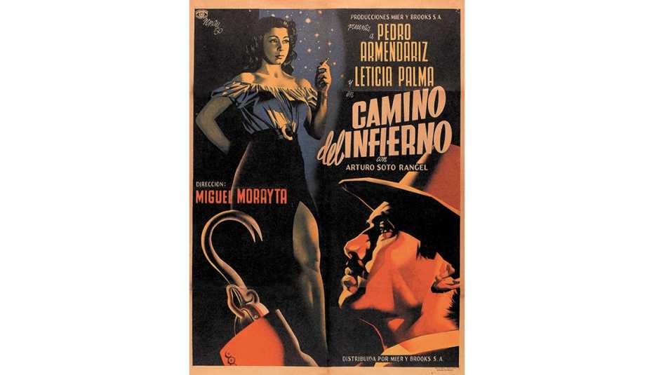Camino del Infierno con Leticia Palma y Pedro Armendáriz Afiche promocional de la película Camino del Infierno