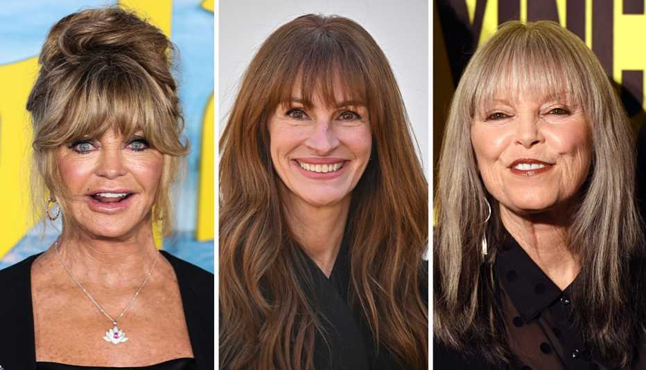 goldie hawn julia roberts and pat benatar wearing bardot bangs