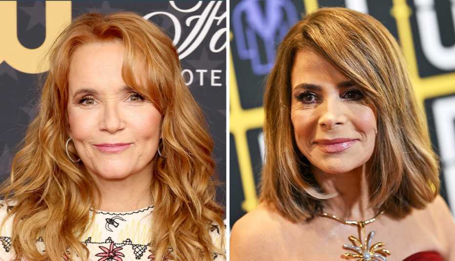 lea thompson and paula abdul wearing sideswept bangs