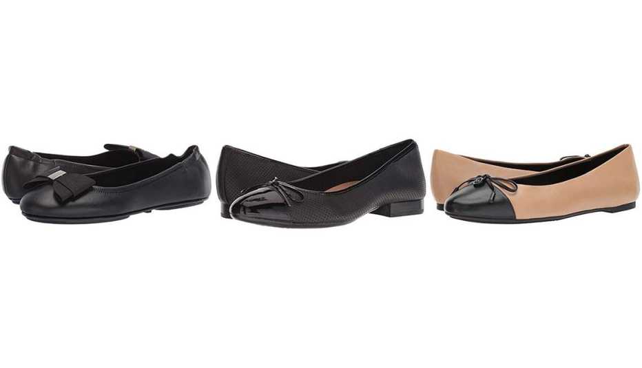 Faudoa Flat de Bandolino; Outrun de Aerosoles; Melody Cap Toe de Michael Kors.