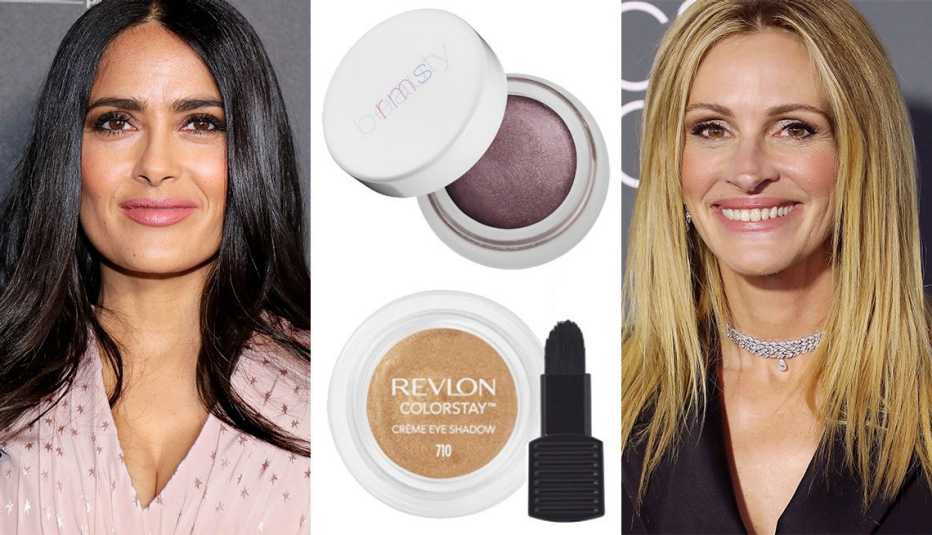 Salma Hayek, Revlon ColorStay Créme Eye Shadow, RMS Beauty Eye Polish, Julia Roberts