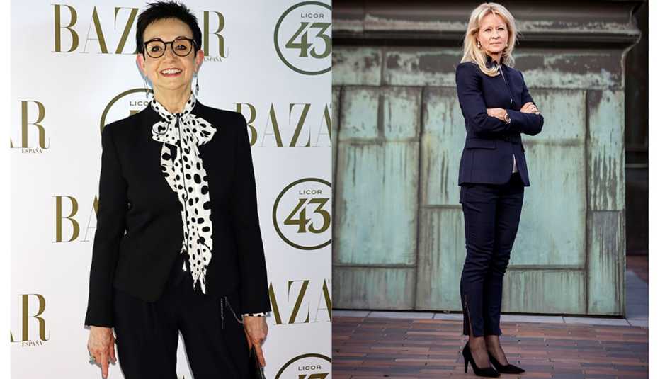 Carme Ruscalleda y Annika Falkengren usando vestidos de pantalón para la oficina. 