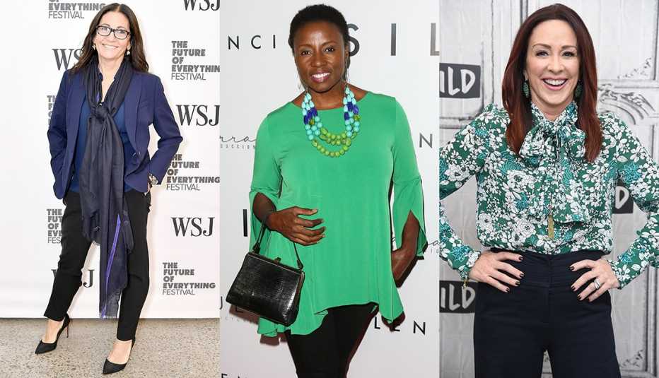 Bobbi Brown, Joni Bovill, Patrica Heaton usando vestidos apropiados para el trabajo.  