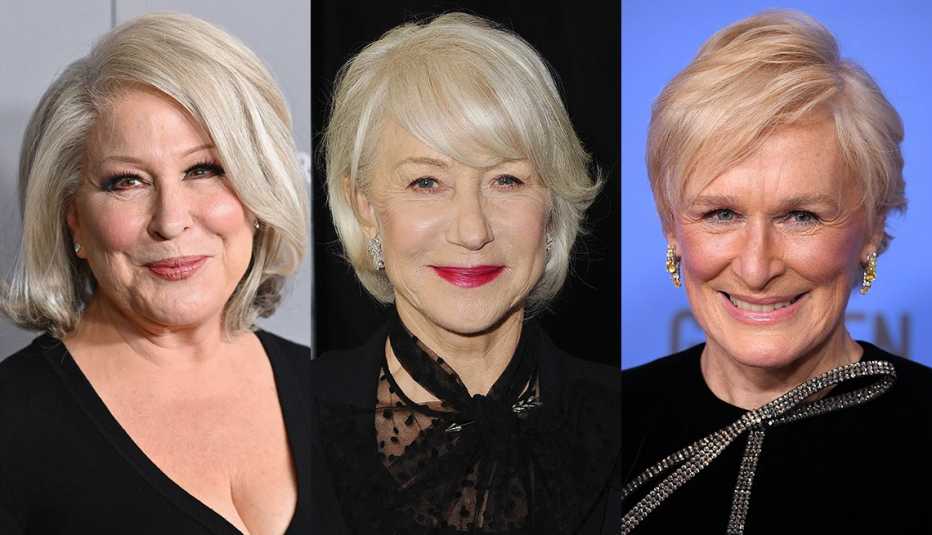  (De izquierda a derecha) Bette Midler, Helen Mirren y Glenn Close.