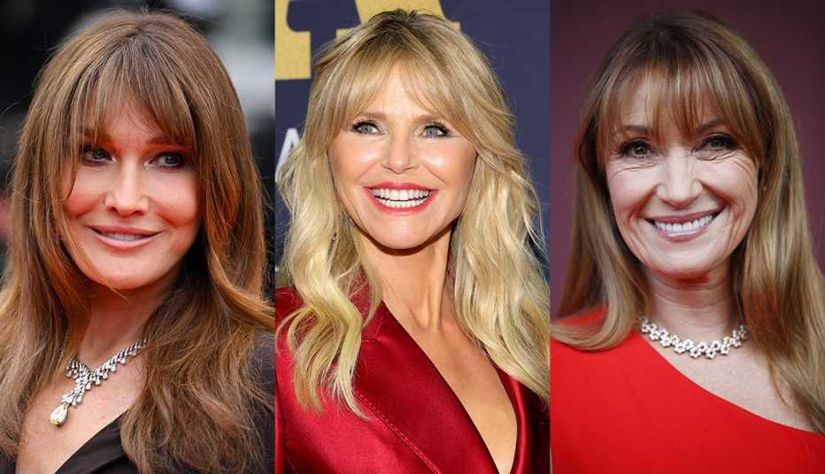 (Izquierda a derecha) Carla Bruni, Christie Brinkley y Jane Seymour.