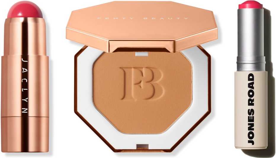 Opciones de bronceador y rubor.