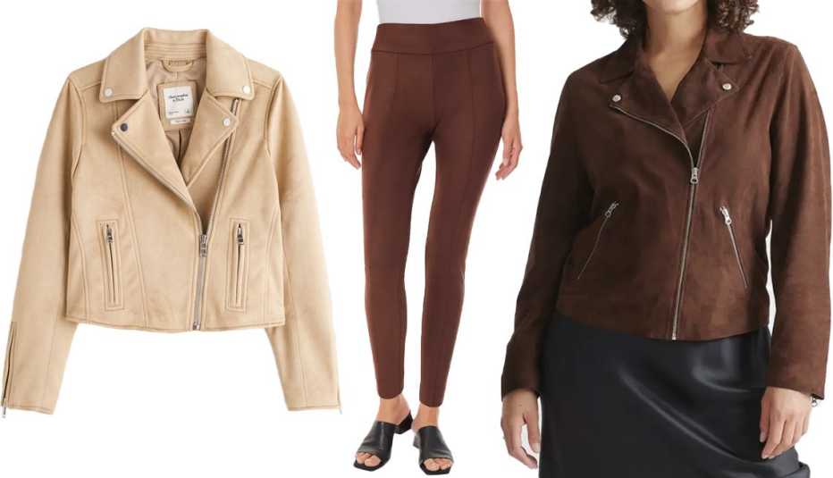 Chaquetas y pantalón en ante sintético.