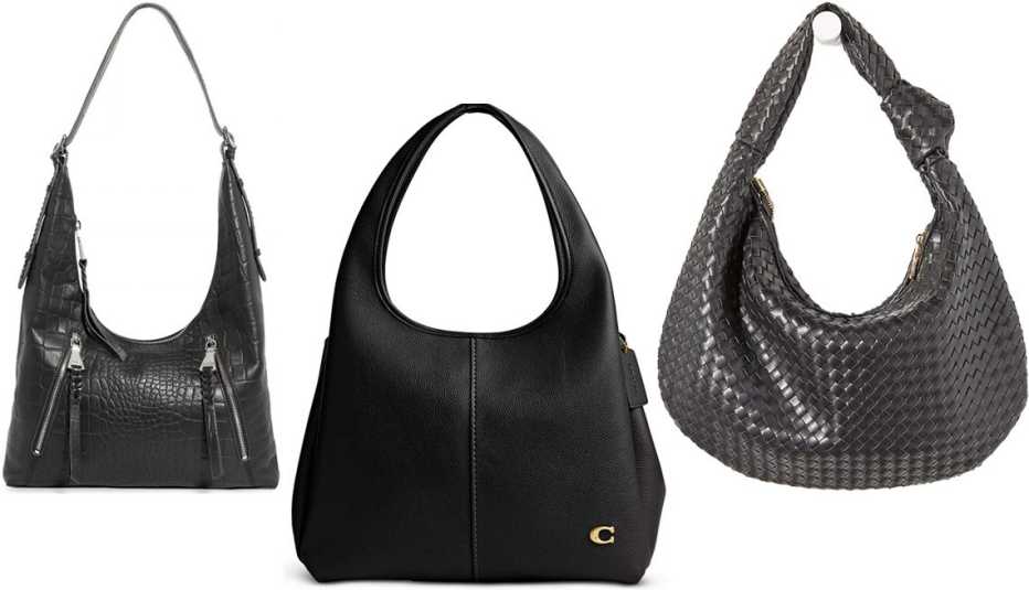 Tres bolsos en color negro. Tres bolsos en color negro.