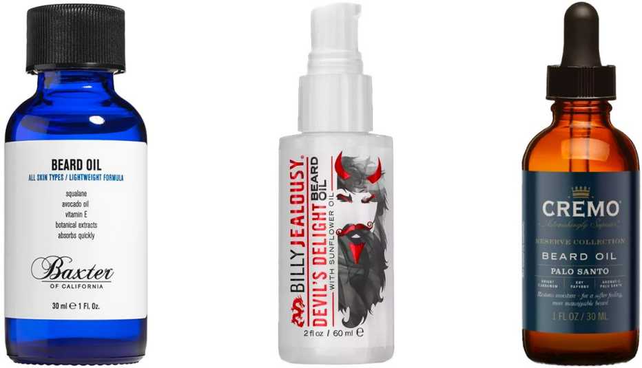 Opciones de aceites para el cuidado de la barba.