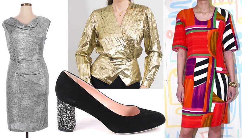 Vestidos, zapato y chaqueta retro.