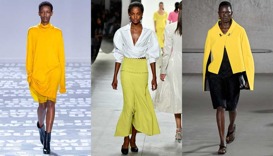 Models at the Helmut Lang Ready to Wear Spring/Summer 2024 fashion show, the Prabal Gurung fashion show and the Tory Burch Spring/Summer 2024 New York Fashion Week