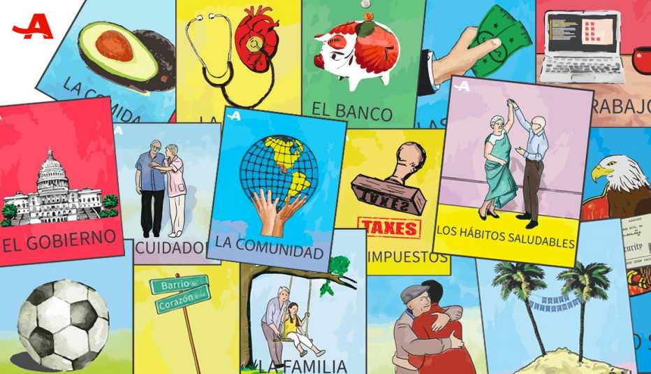 Ilustración del juego de la lotería de AARP. Ilustración del juego de la lotería de AARP.