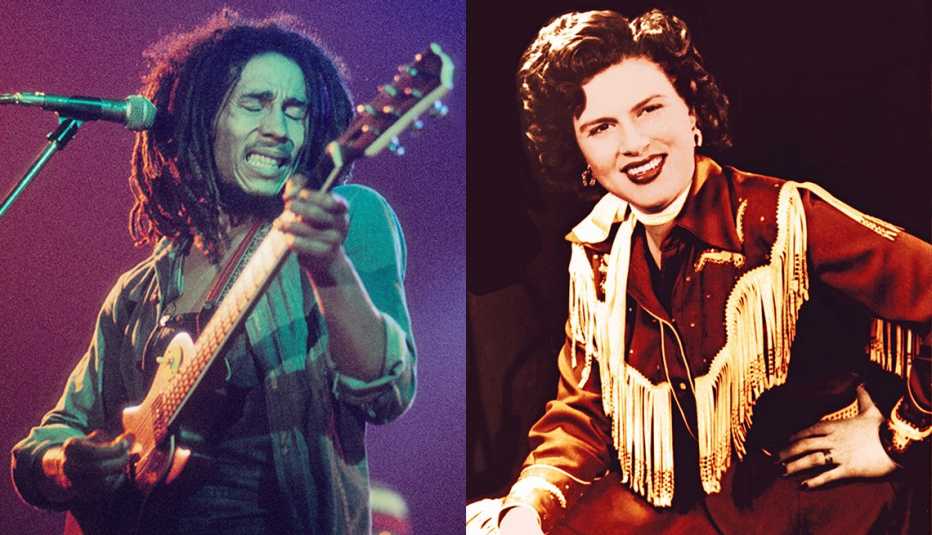 Bob Marley (izquierda) y Patsy Cline. Bob Marley (izquierda) y Patsy Cline.
