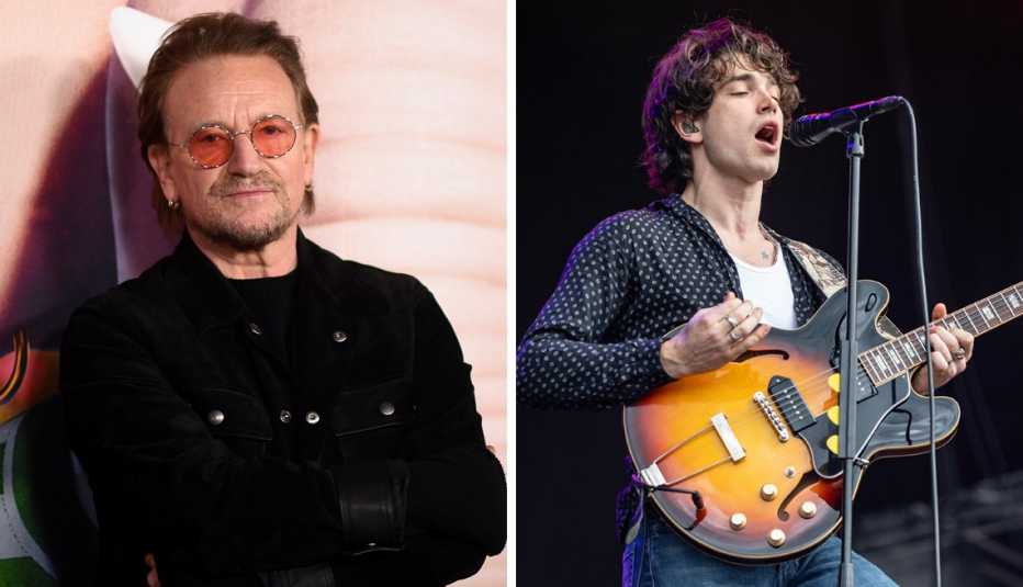 Bono y su hijo Elijah Hewson de la banda Inhaler. Bono y su hijo Elijah Hewson de la banda Inhaler.
