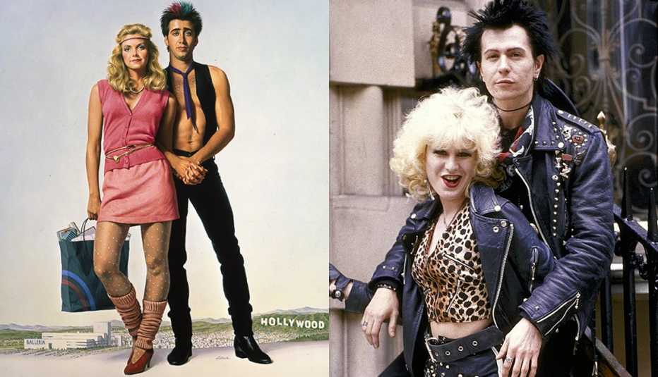 (De izquierda a derecha) Deborah Foreman y Nicolas Cage en “Valley Girl”, y Chloe Webb y Gary Oldman en “Sid and Nancy”.
