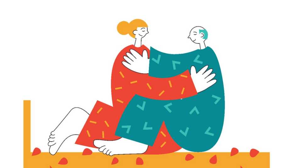Ilustración de una pareja mayor en la intimidad