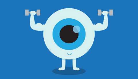 ilustración de globo ocular haciendo ejercicio con mancuernas ilustración de globo ocular haciendo ejercicio con mancuernas