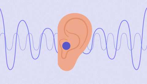 Ilustración de una oreja y ondas de sonido Ilustración de una oreja y ondas de sonido