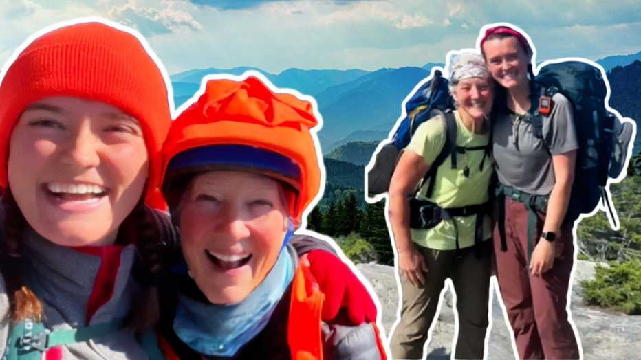 Sue Otten y su hija Gretja, de caminata por las montañas