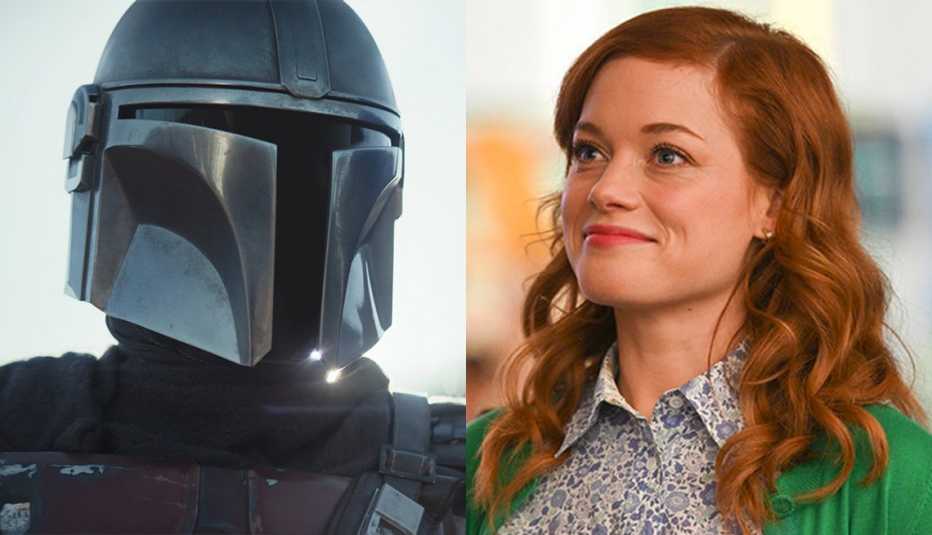 Pedro Pascal en la serie The Mandalorian, y Jane Levy en Zoeys Extraordinary Playlist