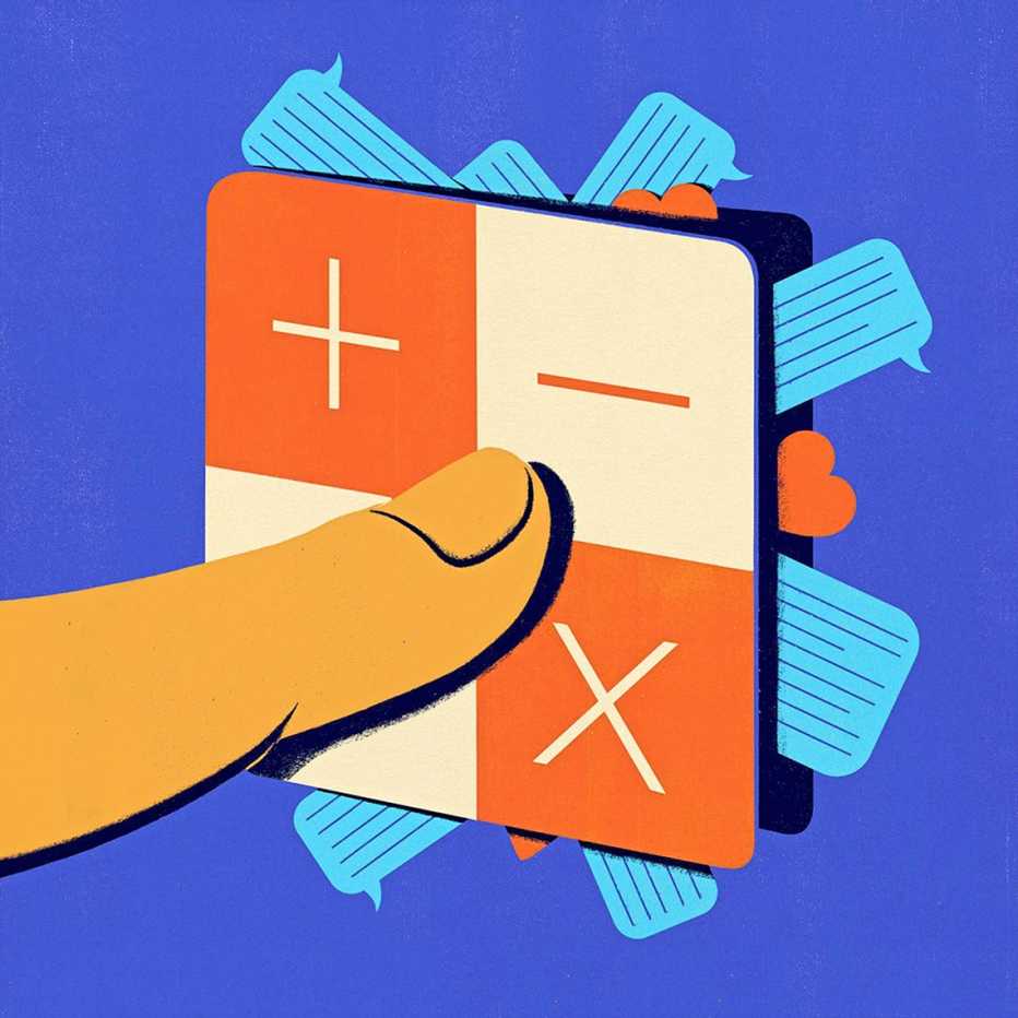 Gráfica muestra un dedo presionando el botón de una calculadora