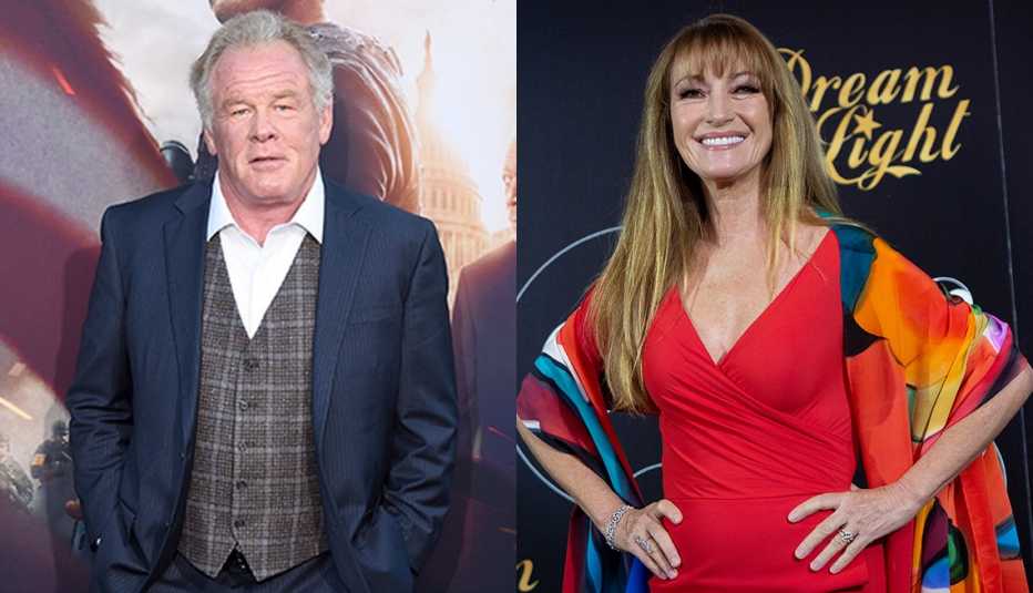 Imágenes lado a lado del actor Nick Nolte y la actriz Jane Seymour.