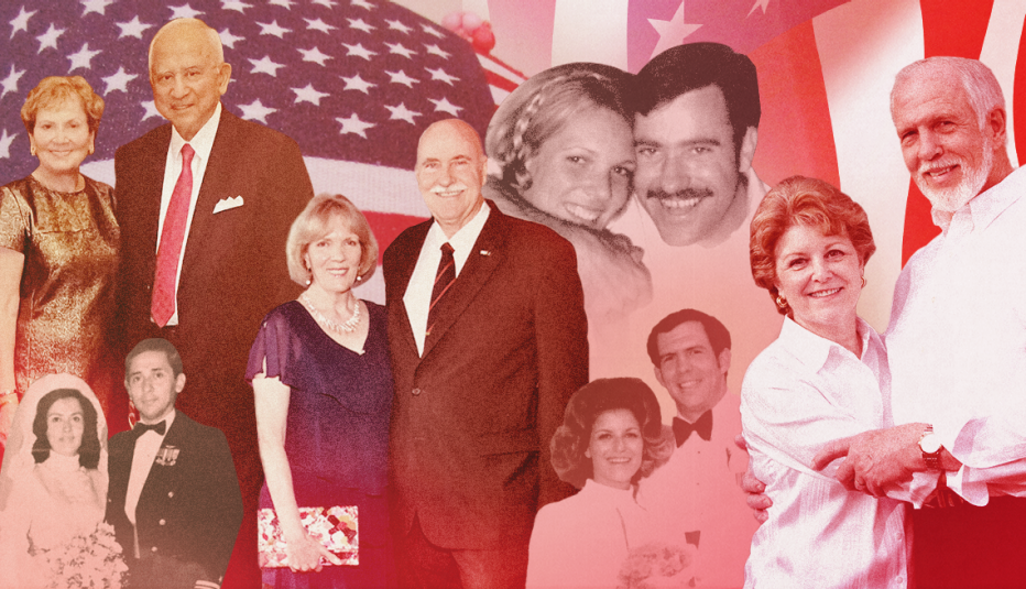 Un collage de parejas que aparecen en un nuevo libro sobre veteranos de Vietnam que encuentran el amor después de la guerra.