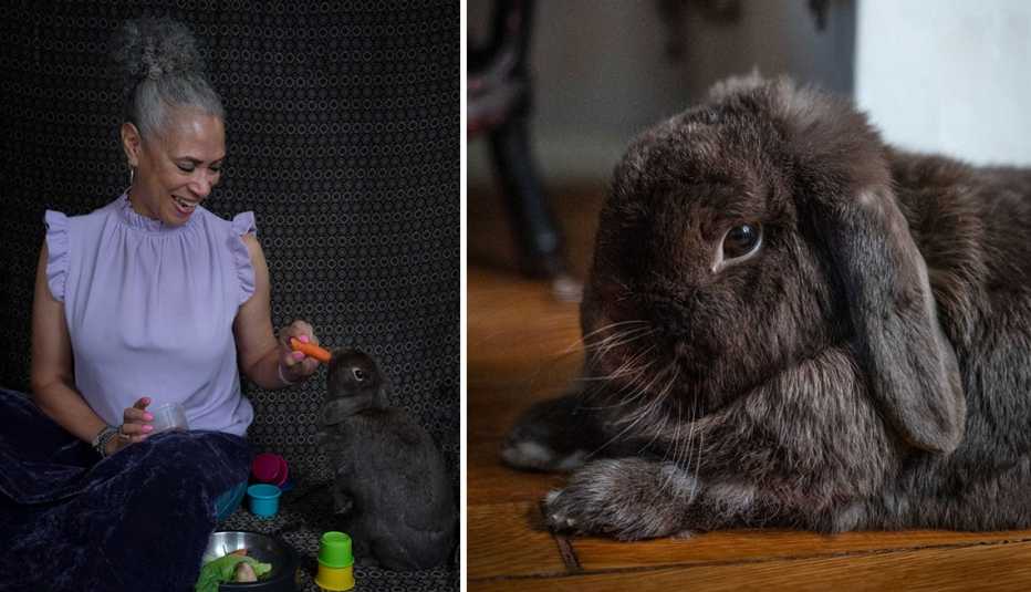Trae Bodge y su conejo Willow Trae Bodge y su conejo Willow