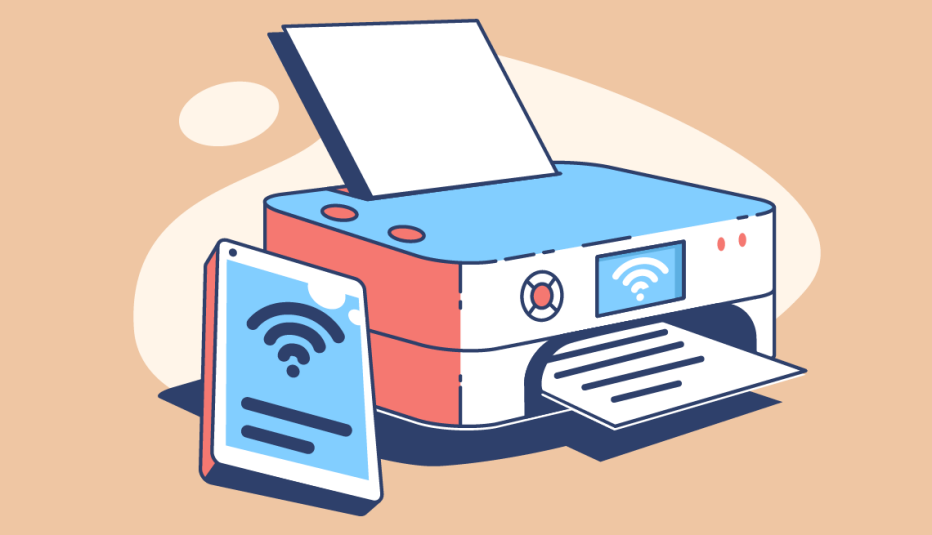 Un teléfono usando wifi para enviar una imagen a una impresora 