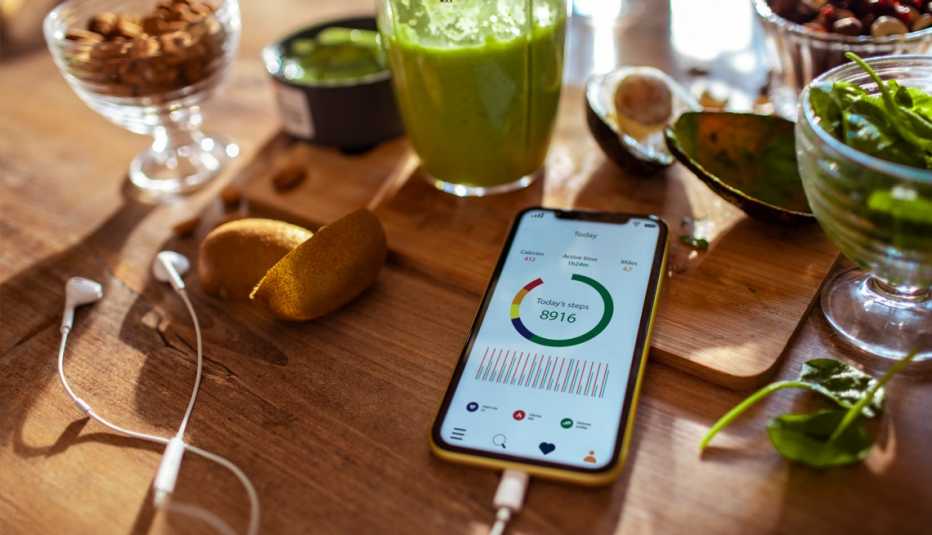 Función de podómetro en un teléfono