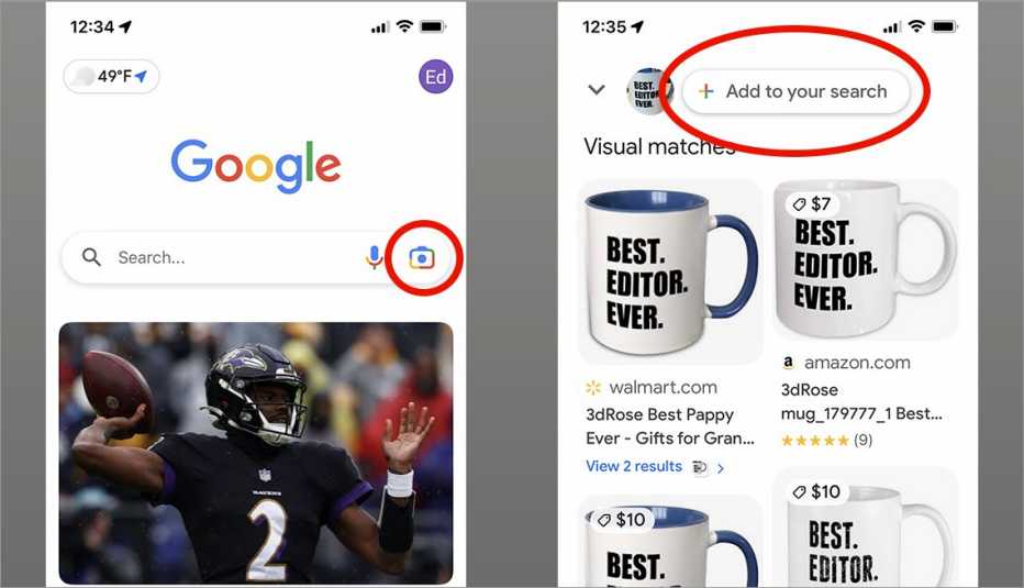 Captura de pantalla de la función de búsqueda Google Lens