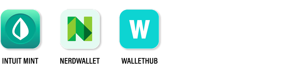 de izquierda a derecha, las aplicaciones gratuitas para finanzas Intuit Mint, Nerdwallet y Wallethub