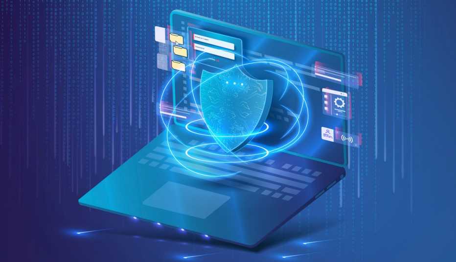 Computadora portátil con protección antivirus