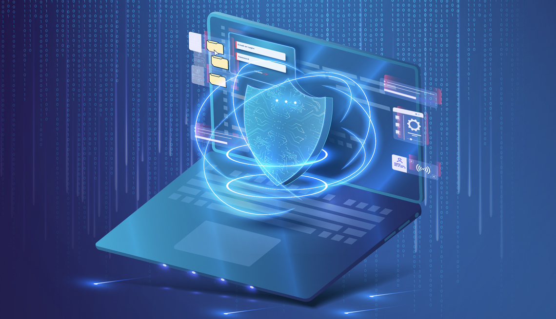 Computadora portátil con protección antivirus