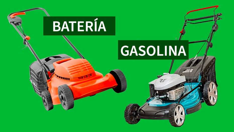 Dos cortadoras de césped, una que funciona con batería y otra con gas