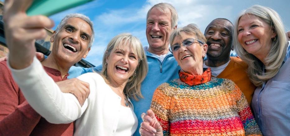 Older people taking a selfie