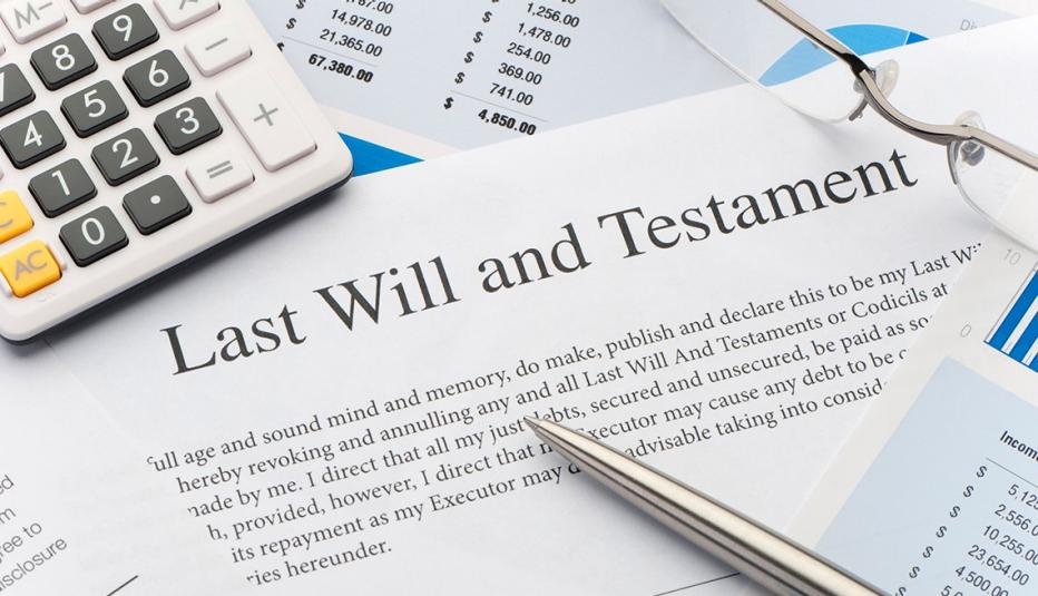 Close up of a Will document